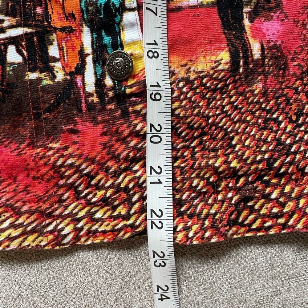 Kaktus Vintage Paris Streets Print Lightweight Denim Art to Wear Vibrant Jacket - Picture 14 of 15
